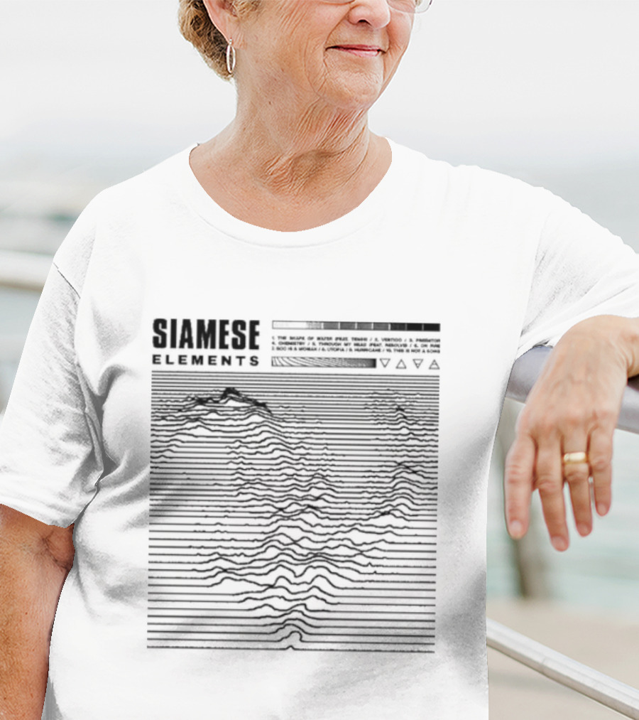 Siamese Elements Topographical Lines And Geometric T-Shirt
