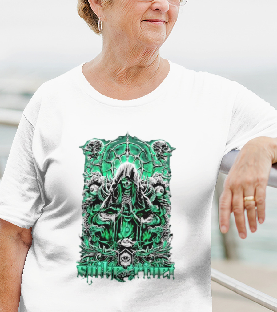 Soul Taker Spike Trivet Green Hooded Figure With Ornate Gothic T-Shirt