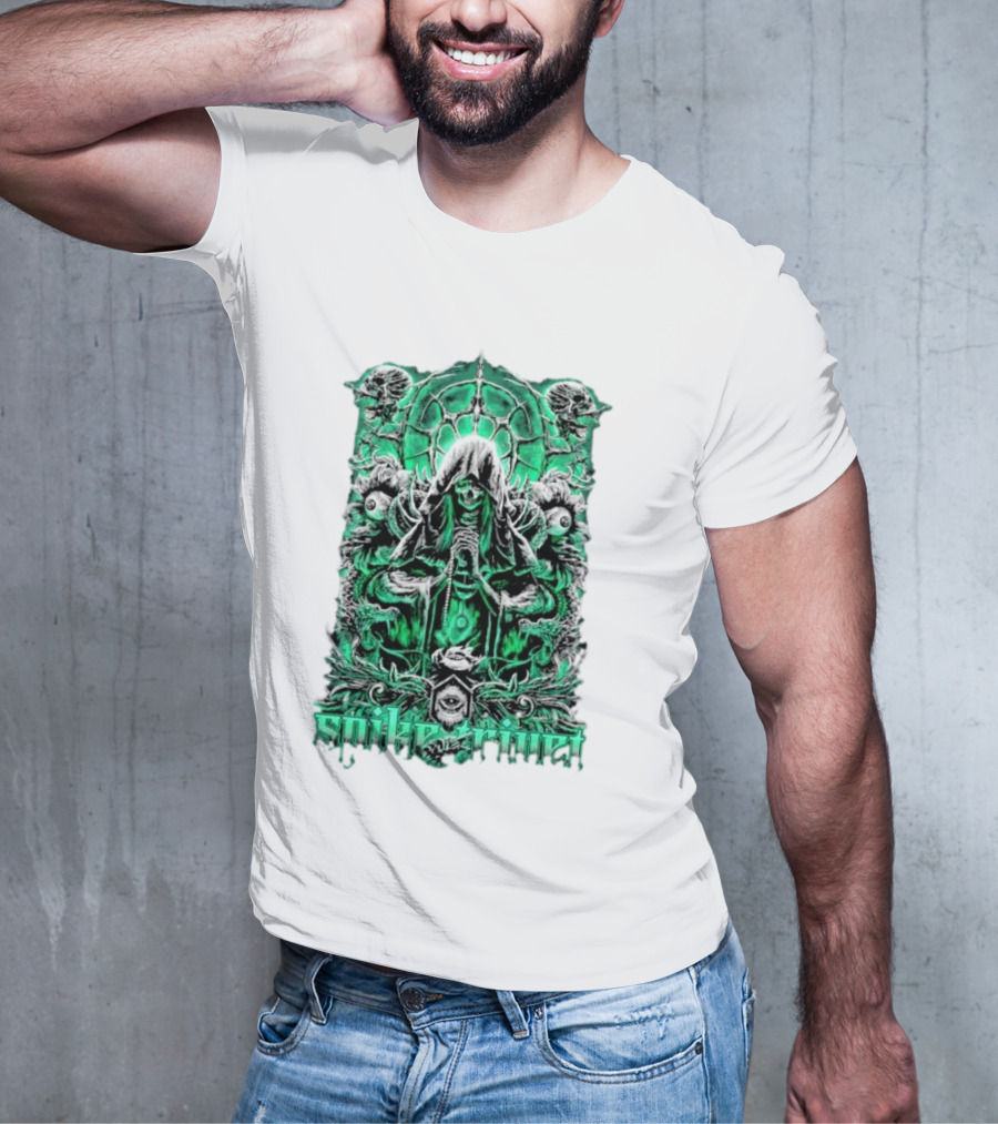 Soul Taker Spike Trivet Green Hooded Figure With Ornate Gothic T-Shirt