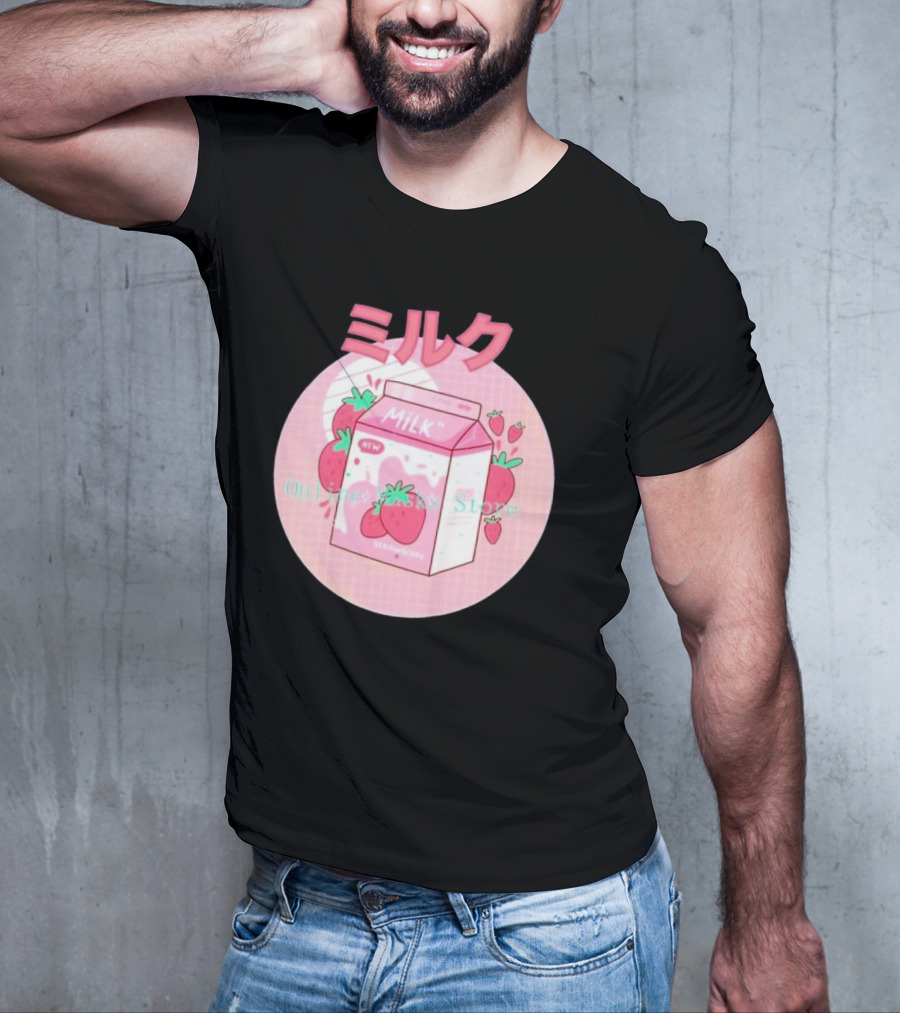 Strawberry Pink Milk Carton 90s ミルク Online Store T-Shirt