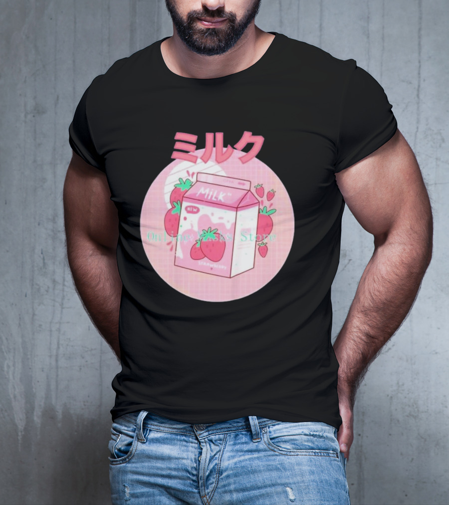 Strawberry Pink Milk Carton 90s ミルク Online Store T-Shirt