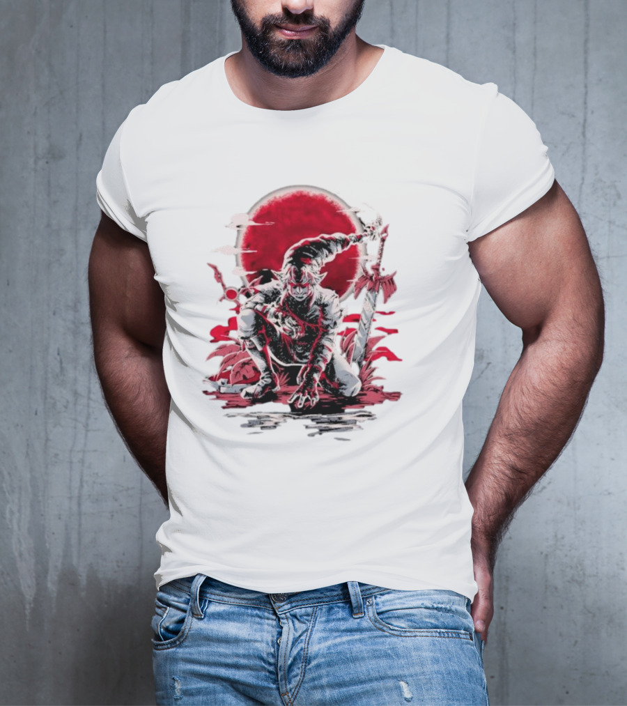 Wax And Wane Paulo Gazola Blood Moon Warrior Blade T-Shirt