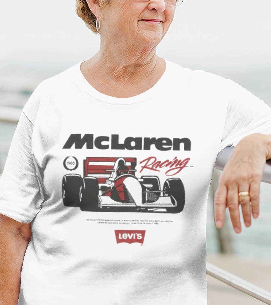Mclaren Racing Levi's 1988 The Mclaren Mp4 4 Formula 1's Most Successful Machine T-Shirt