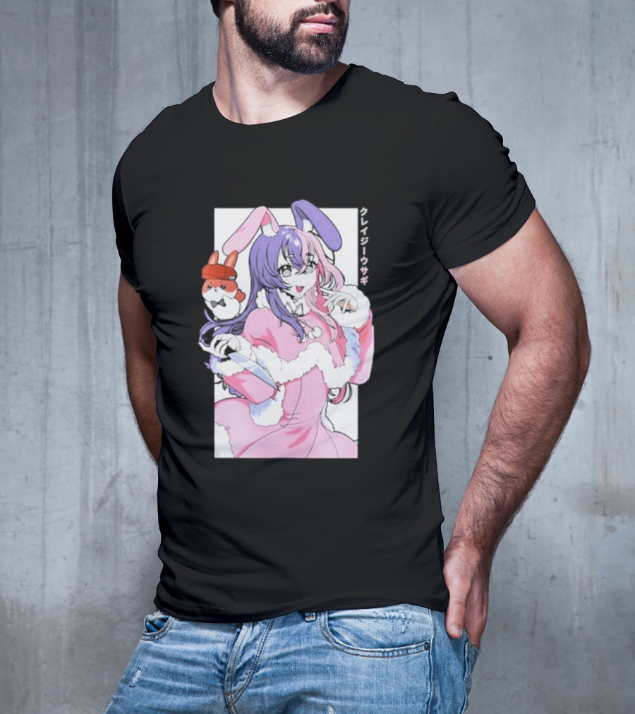 Punkalopi Gamer Supps クレイジーウサギ Bunny Anime Character T-Shirt