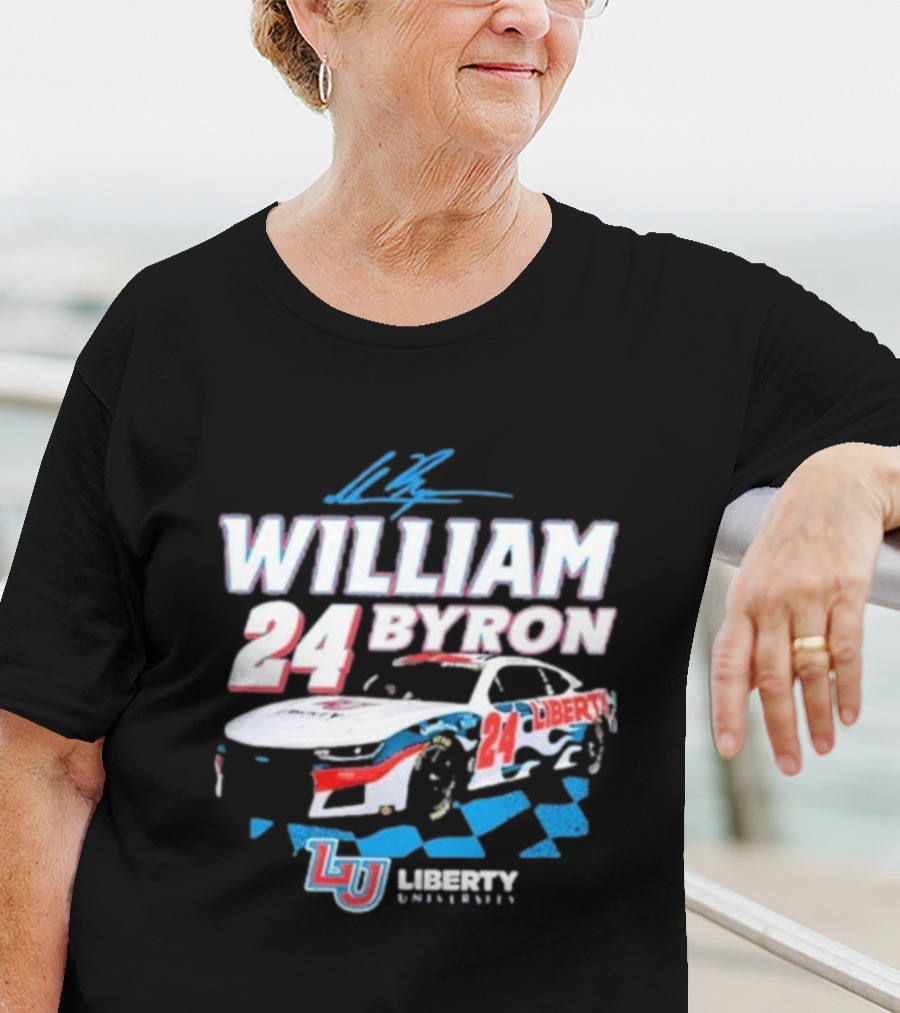 William Byron 24 Liberty University Race Car LU Signature T-Shirt