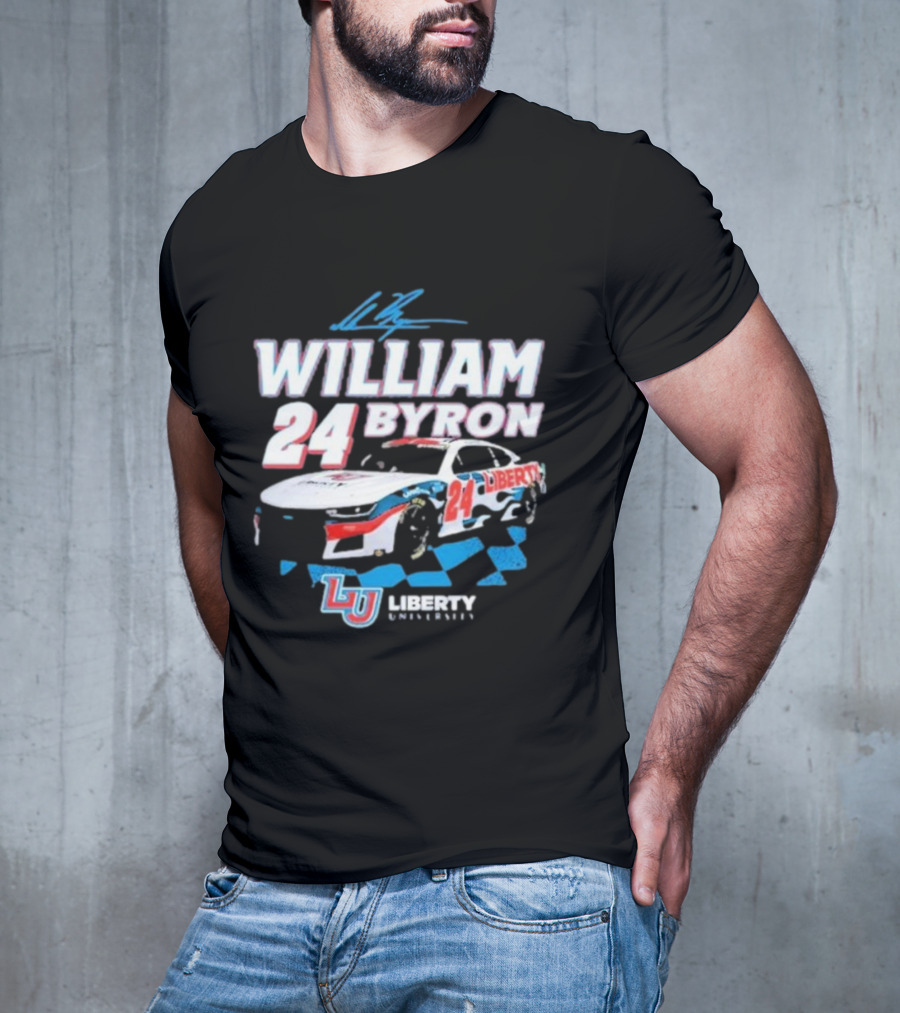 William Byron 24 Liberty University Race Car LU Signature T-Shirt