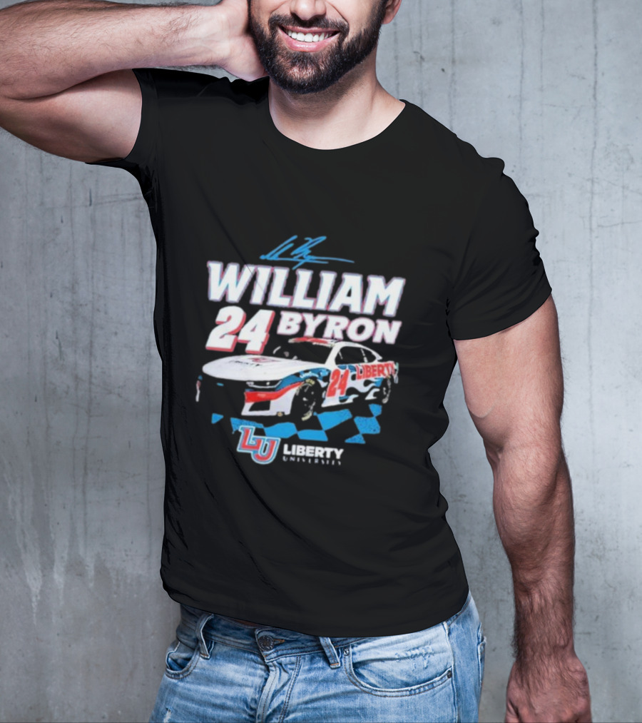 William Byron 24 Liberty University Race Car LU Signature T-Shirt