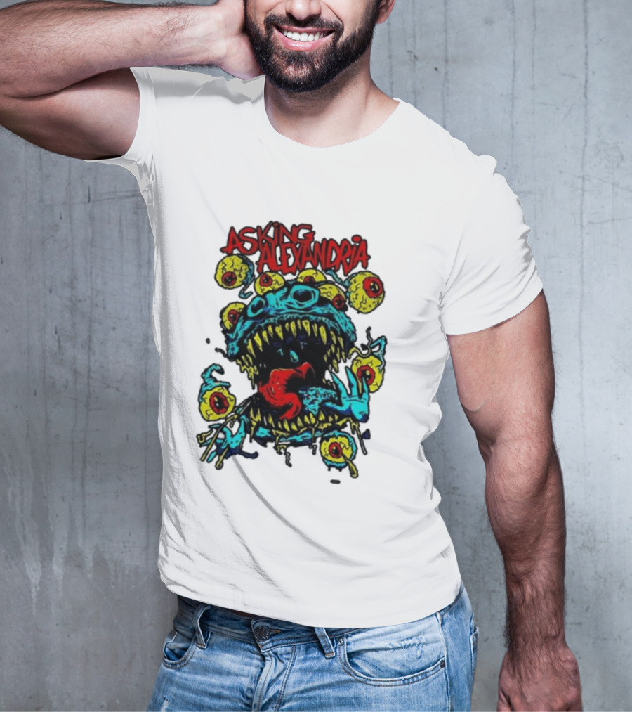 Asking Alexandria Eyeball Monster With Multiple Eyes And Fanged Mouth T-Shirt