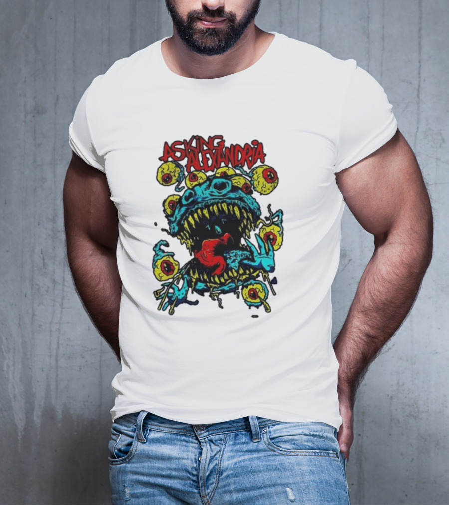 Asking Alexandria Eyeball Monster With Multiple Eyes And Fanged Mouth T-Shirt