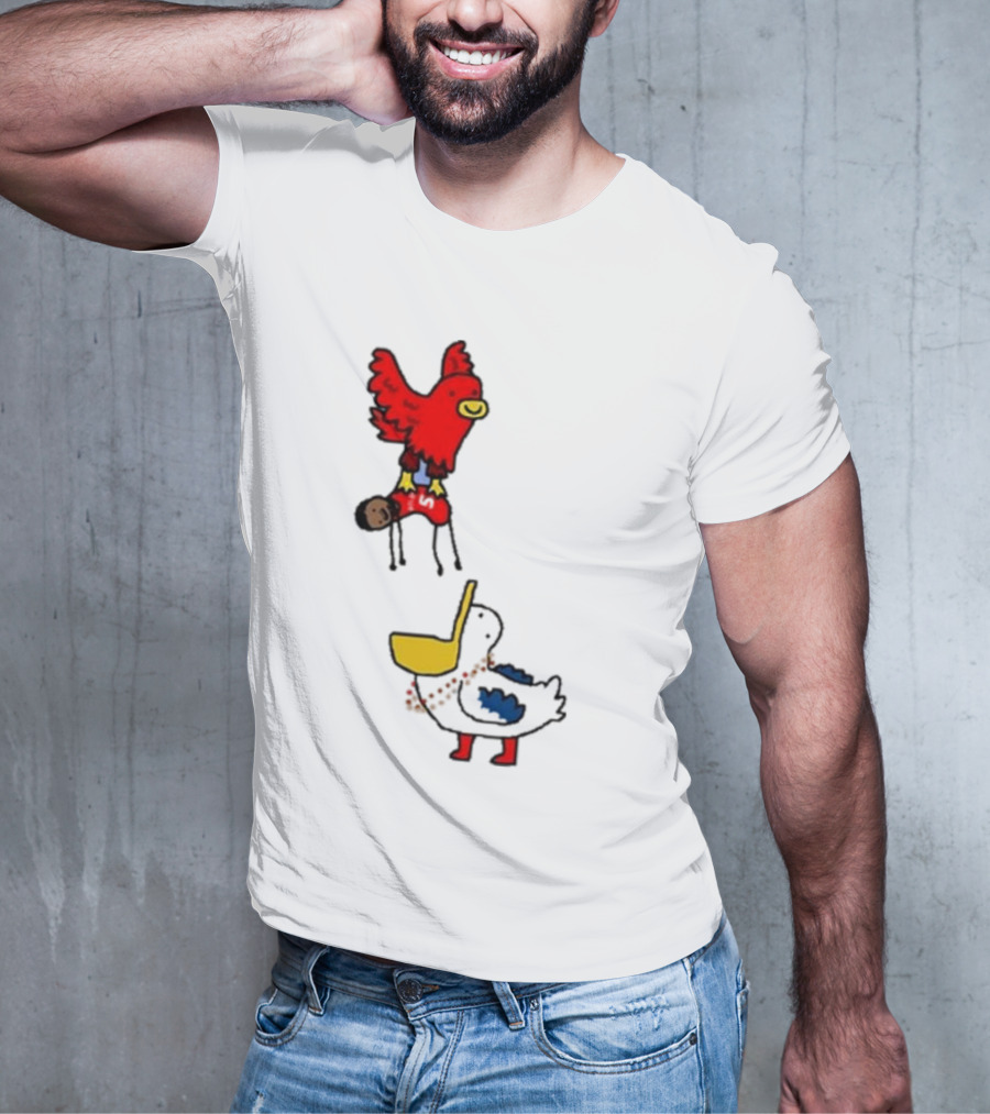 Atlanta Hawks Trade Dejounte Murray Featuring Cartoon Red Hawk Flying Over Pelican T-Shirt