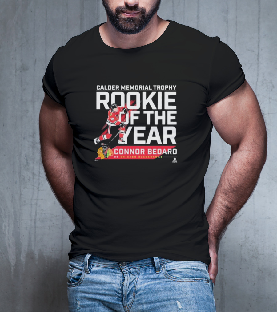 Connor Bedard Calder Memorial Trophy Rookie Of The Year 98 Chicago Blackhawks T-Shirt