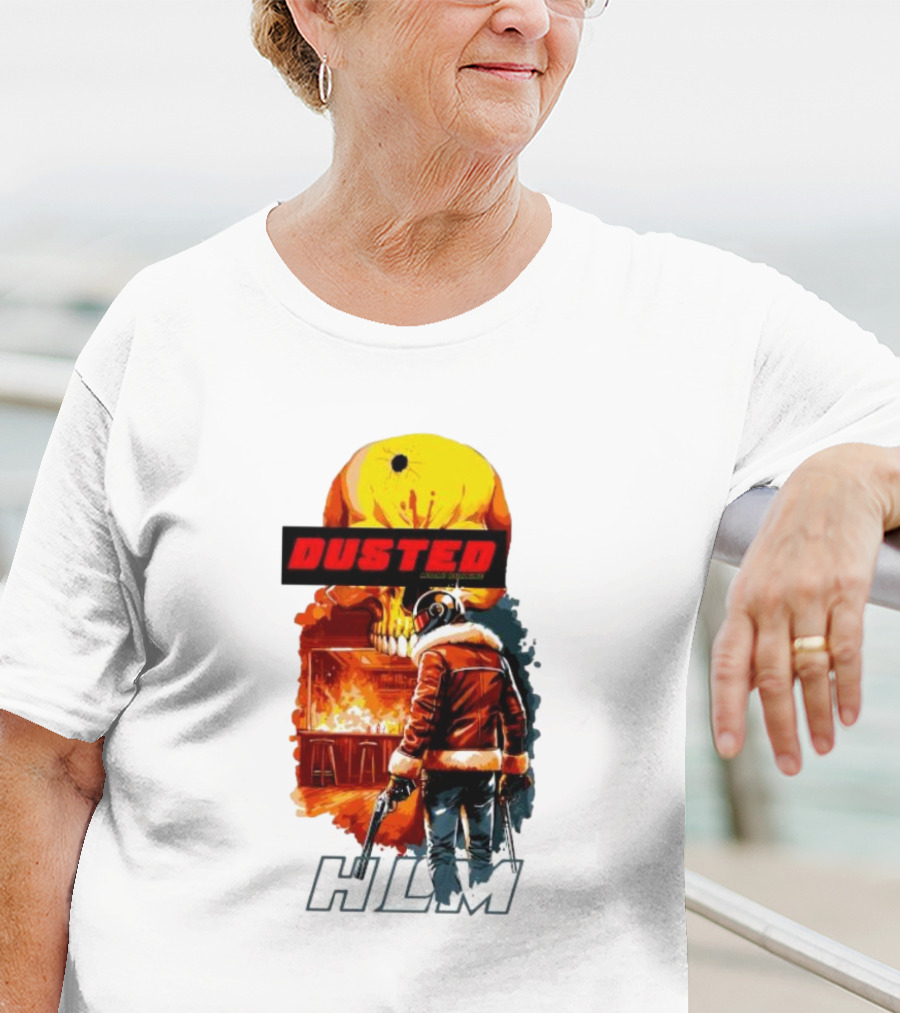Dusted Miami Burnine Hlm Flame Skull Pilot Jacket Guns T-Shirt
