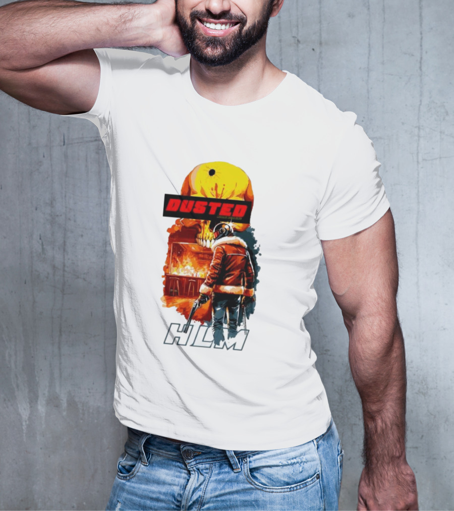 Dusted Miami Burnine Hlm Flame Skull Pilot Jacket Guns T-Shirt