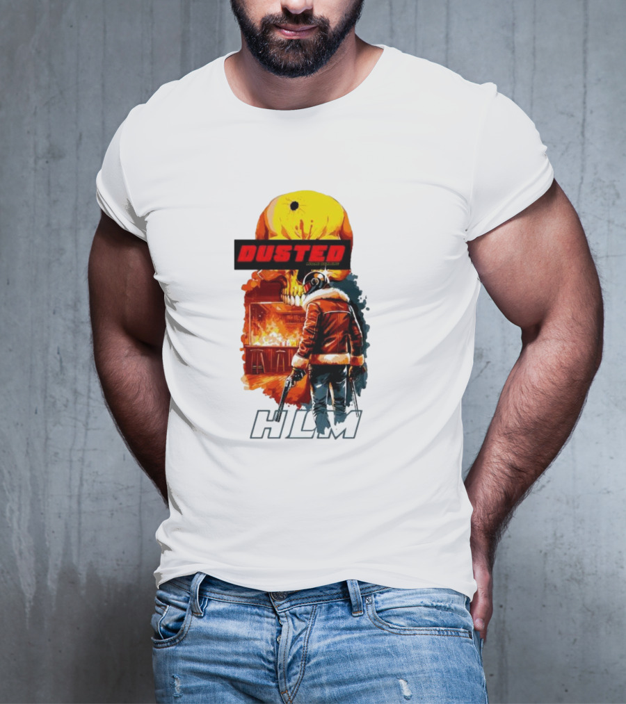 Dusted Miami Burnine Hlm Flame Skull Pilot Jacket Guns T-Shirt