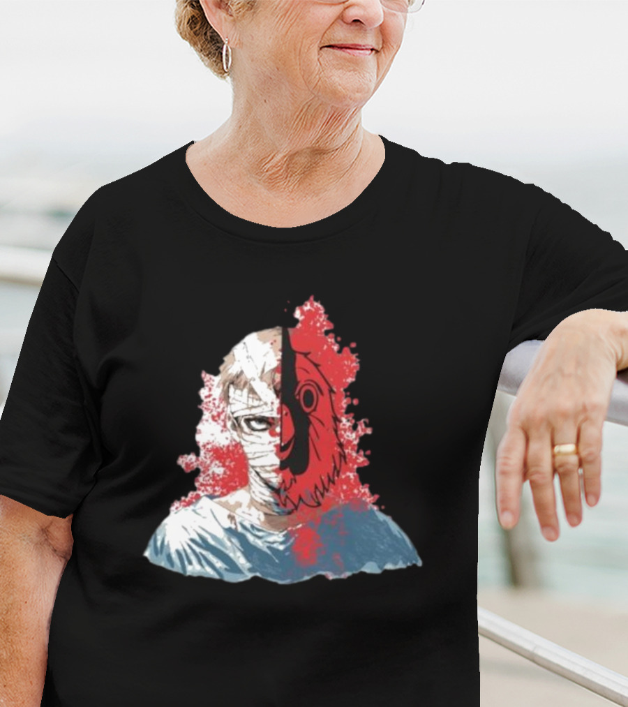 Hospital Jacket Escape Graphic Red Splatter Masked Face T-Shirt
