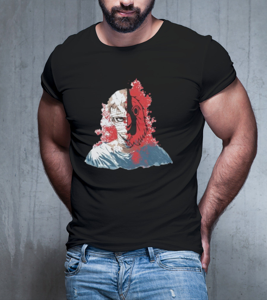 Hospital Jacket Escape Graphic Red Splatter Masked Face T-Shirt