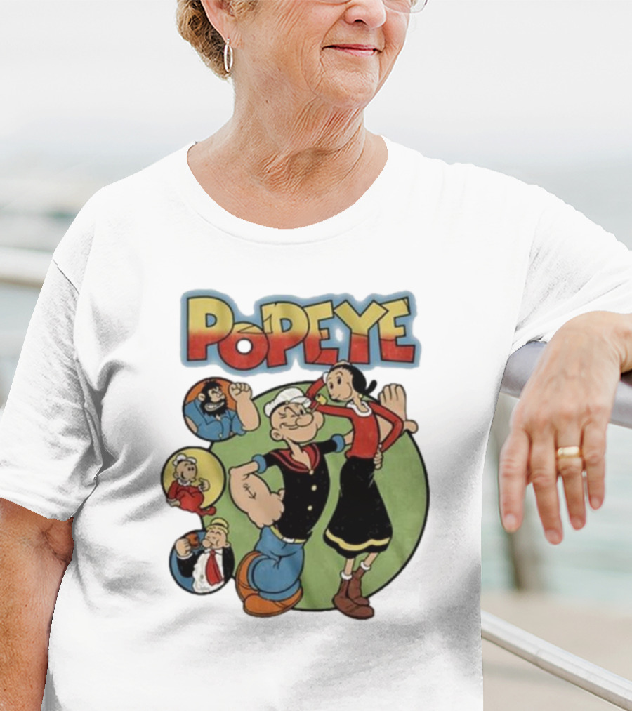 Popeye And Olive Oyl Cartoon Characters Sailor Spinach Classic Animation T-Shirt