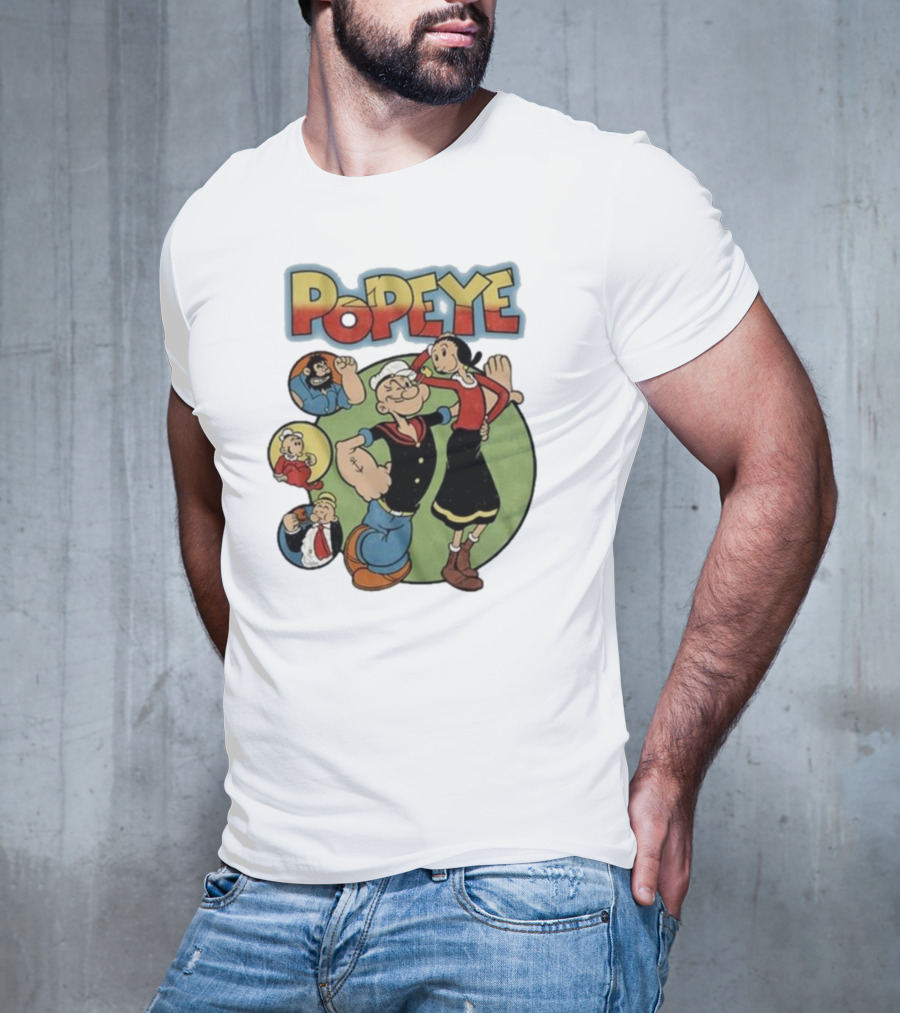 Popeye And Olive Oyl Cartoon Characters Sailor Spinach Classic Animation T-Shirt