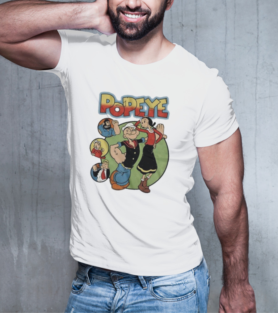 Popeye And Olive Oyl Cartoon Characters Sailor Spinach Classic Animation T-Shirt