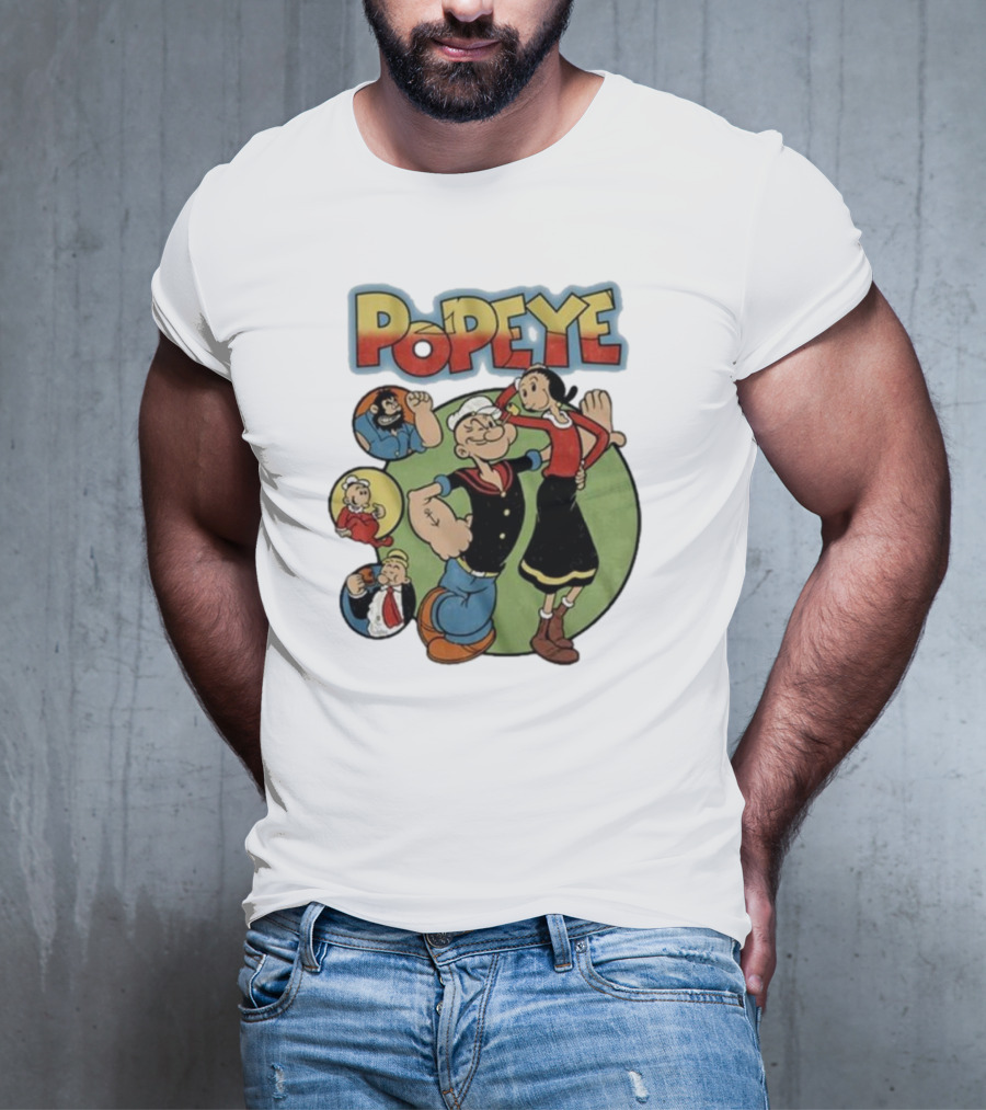 Popeye And Olive Oyl Cartoon Characters Sailor Spinach Classic Animation T-Shirt