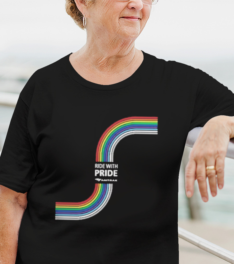 Ride With Pride Amtrak Rainbow Curve T-Shirt