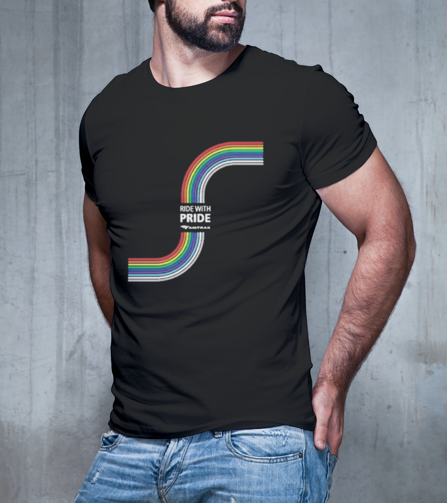 Ride With Pride Amtrak Rainbow Curve T-Shirt