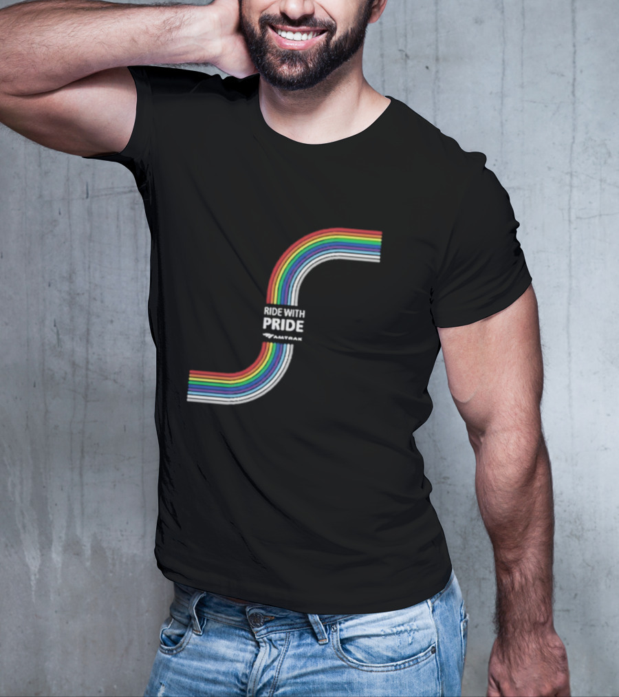 Ride With Pride Amtrak Rainbow Curve T-Shirt