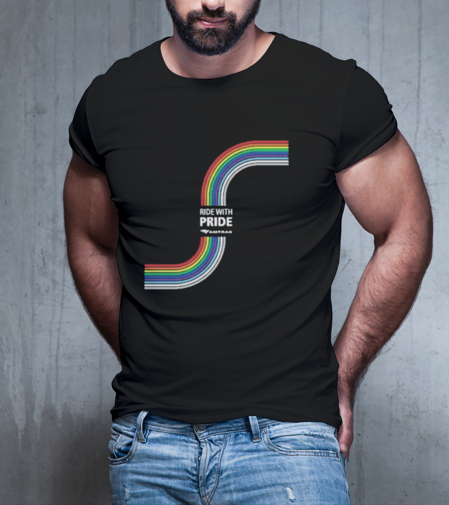 Ride With Pride Amtrak Rainbow Curve T-Shirt