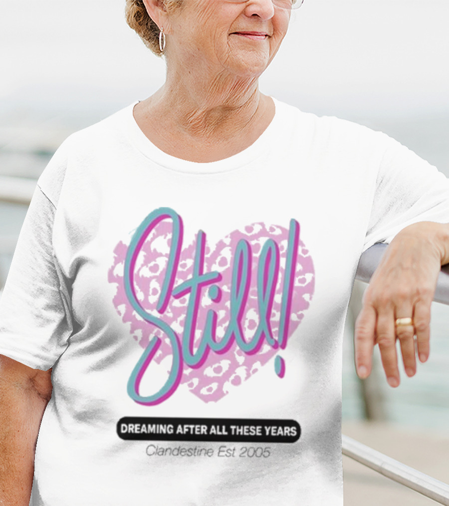 Still Dreaming After All These Years Clandestine Est 2005 Leopard Print Heart T-Shirt