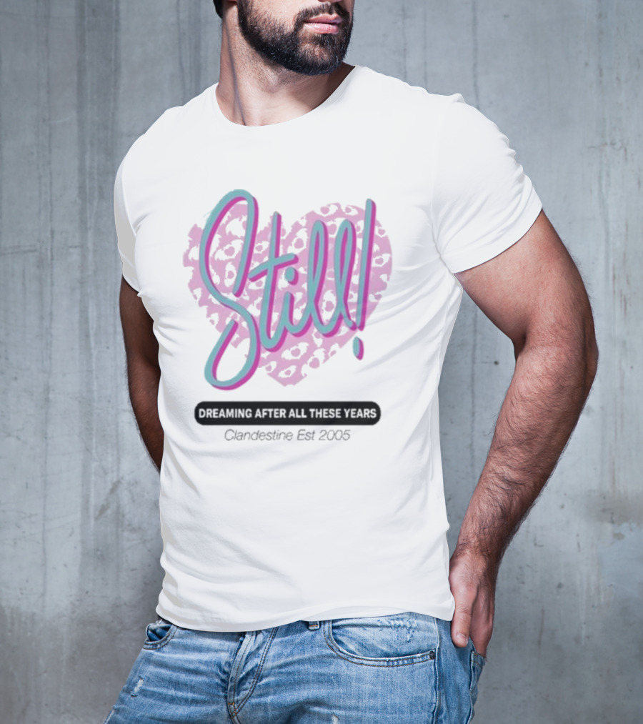 Still Dreaming After All These Years Clandestine Est 2005 Leopard Print Heart T-Shirt