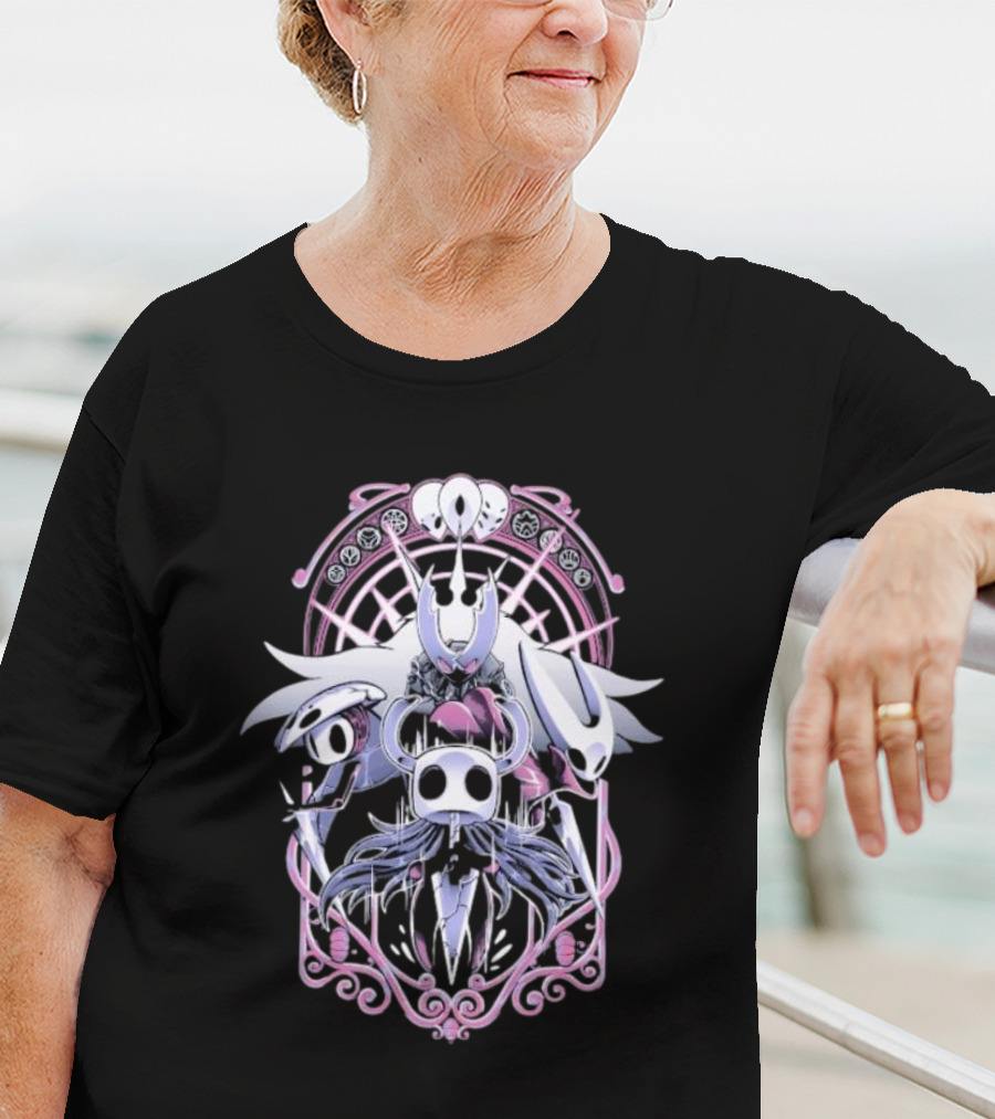 Hollow Knight Wanderers Art Nouveau Design With Knight Nails And Charms T-Shirt