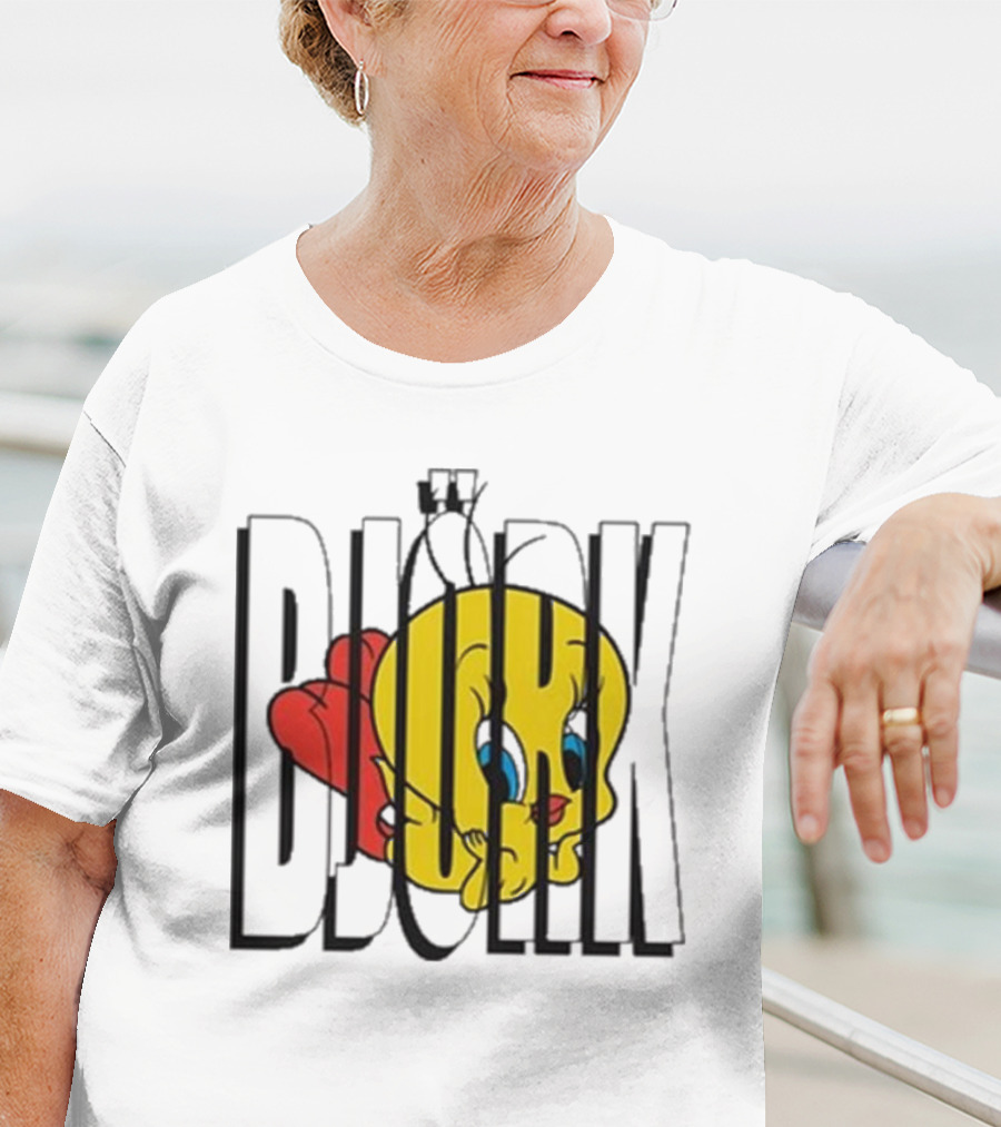 Lxix Apparel Tweety Bjork Bold Cartoon Contrast T-Shirt
