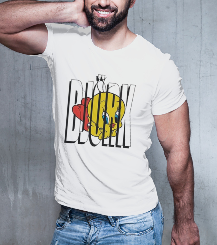 Lxix Apparel Tweety Bjork Bold Cartoon Contrast T-Shirt