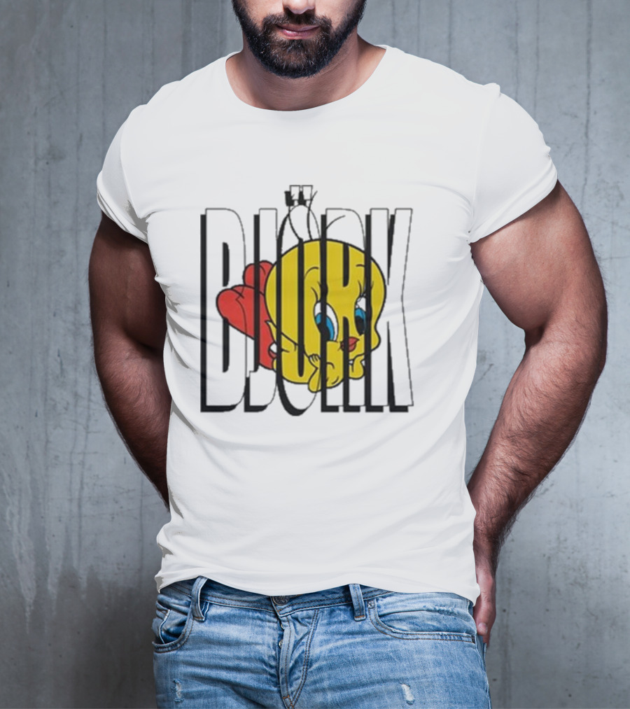 Lxix Apparel Tweety Bjork Bold Cartoon Contrast T-Shirt