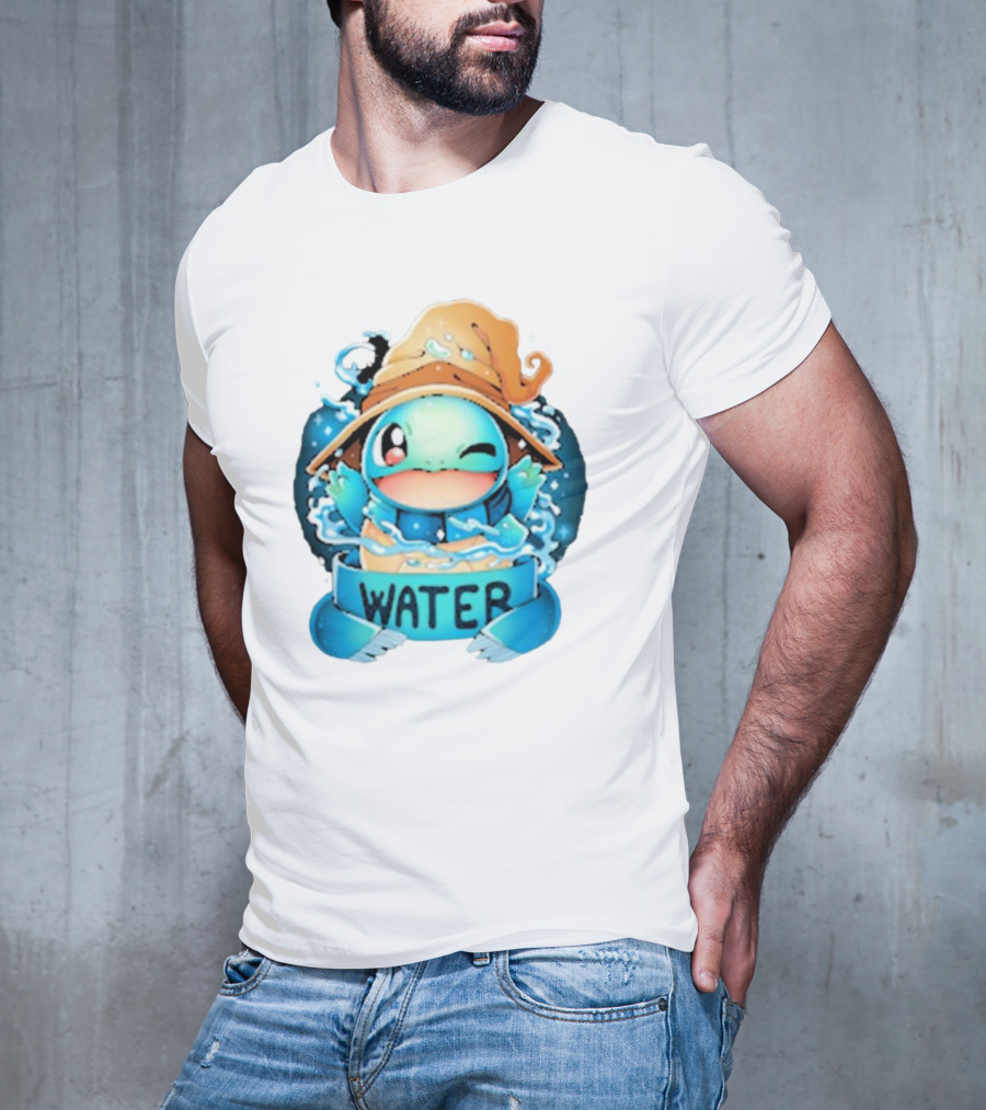 Squirtle Wizard Water Winking Blue Hat T-Shirt