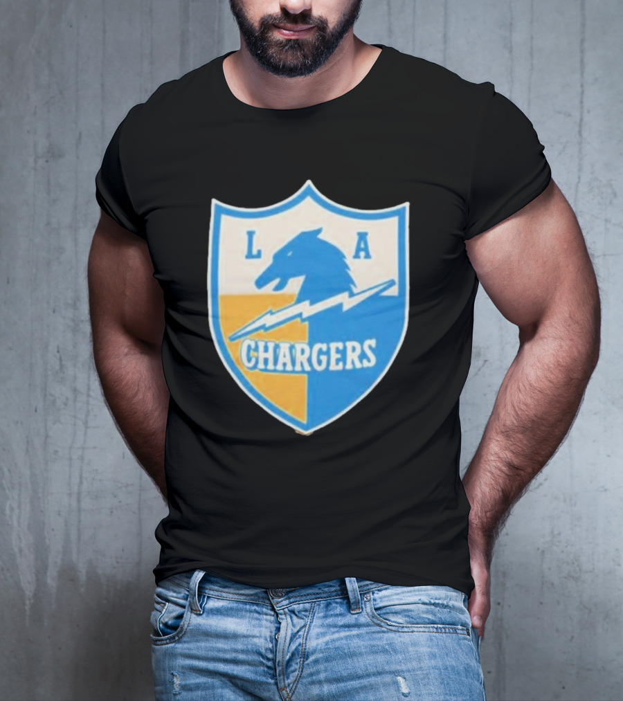 Los Angeles Chargers 1961 Vintage Logo Shield With Horse And Bolt T-Shirt