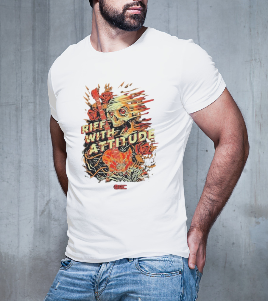 Nuclear Blast Records Riff With Attitude Skull Guitar Roses T-Shirt