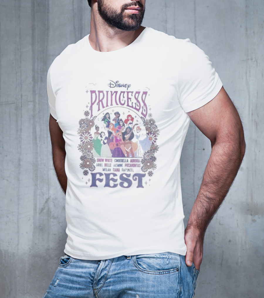 Disney Princess Fest Snow White Cinderella Aurora Ariel Belle Jasmine Pocahontas Mulan Tiana Rapunzel T-Shirt