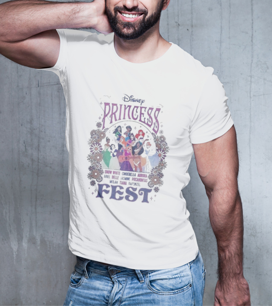 Disney Princess Fest Snow White Cinderella Aurora Ariel Belle Jasmine Pocahontas Mulan Tiana Rapunzel T-Shirt