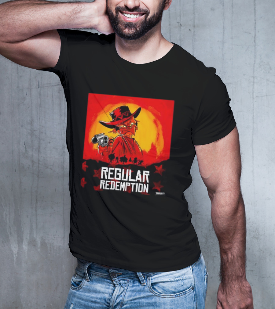 Regular Redemption Cartoon Cowboy Western Gunman T-Shirt