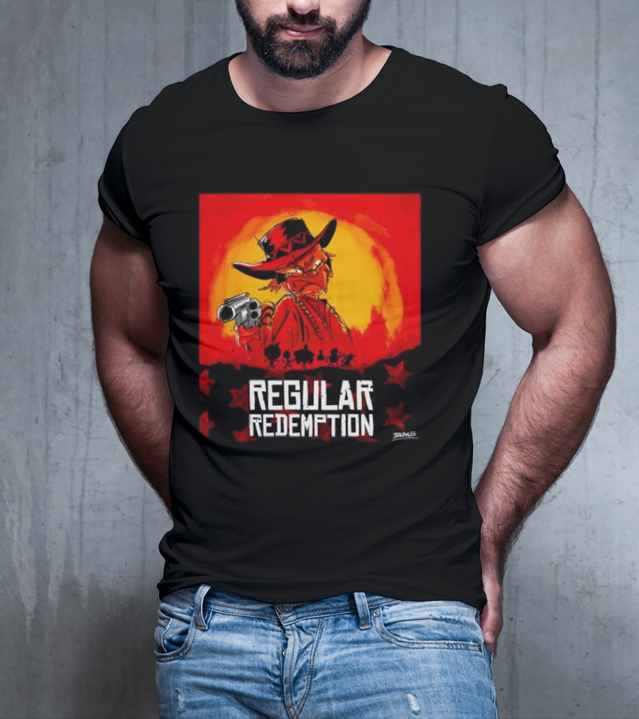 Regular Redemption Cartoon Cowboy Western Gunman T-Shirt
