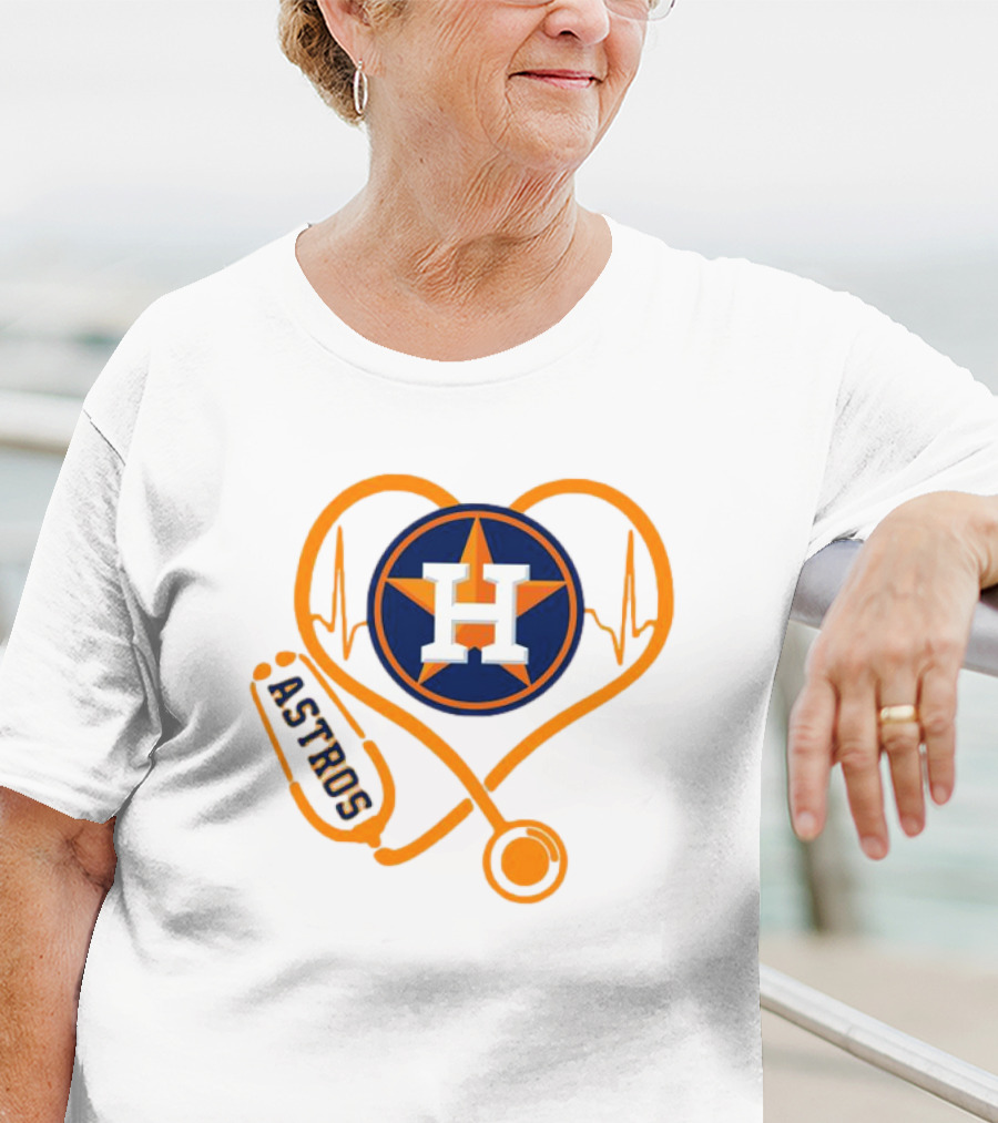 Heartbeat Nurse Love Houston Astros Stethoscope T-Shirt