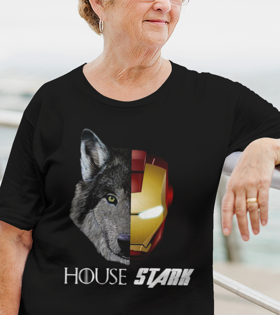 House Stark Iron Man Wolf Helm Stark T-Shirt