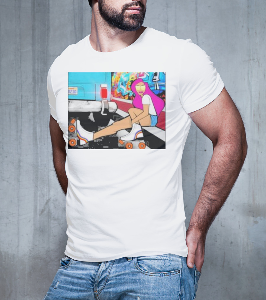 Tasha Vibrant Roller Skating Cali Street Art Vibe T-Shirt