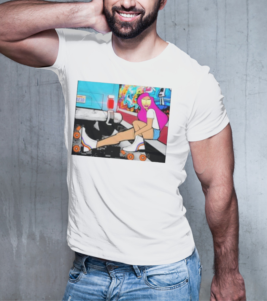 Tasha Vibrant Roller Skating Cali Street Art Vibe T-Shirt