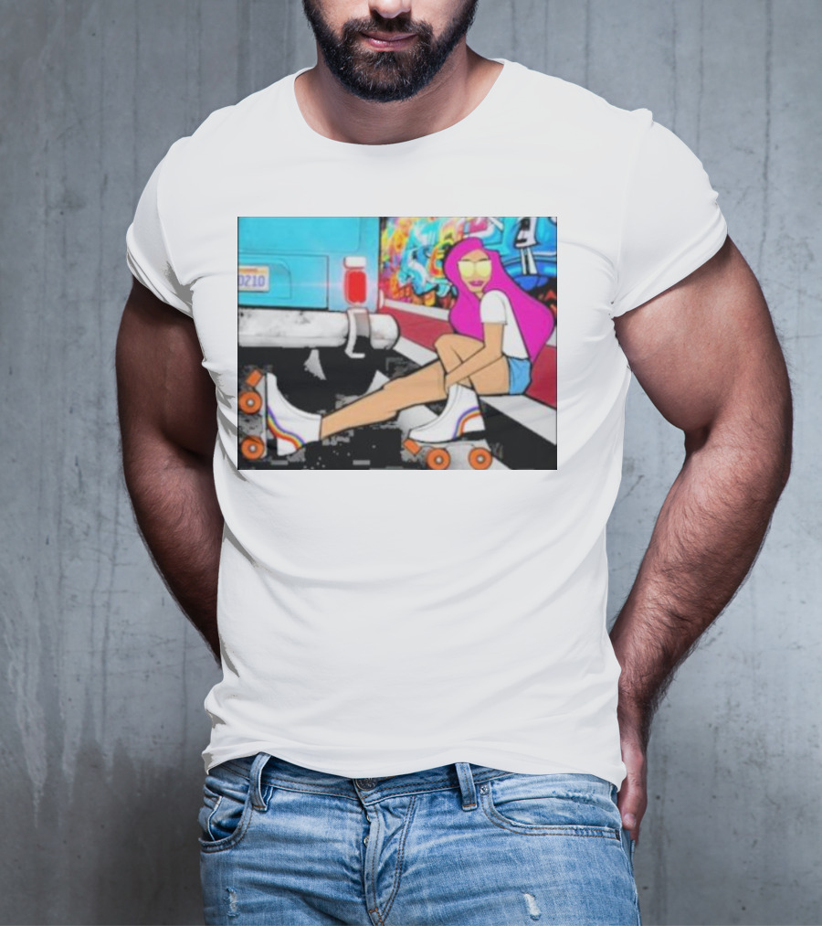 Tasha Vibrant Roller Skating Cali Street Art Vibe T-Shirt