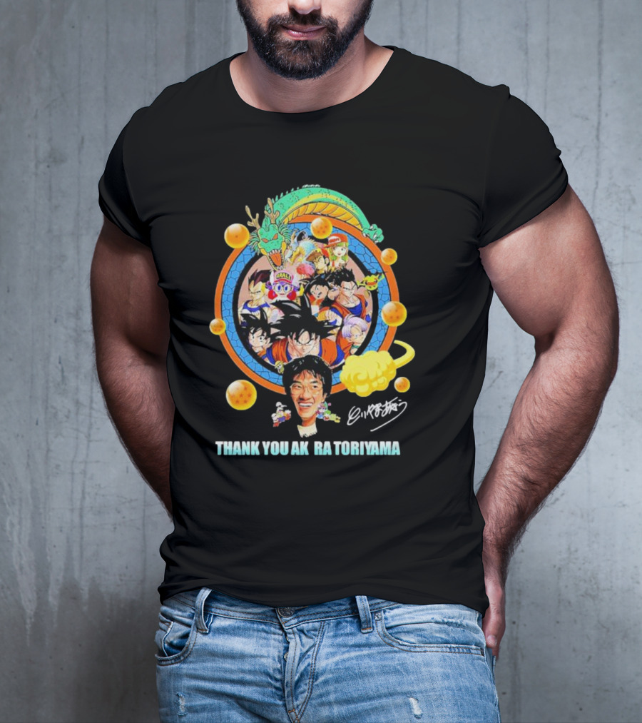 Thank You Akira Toriyama Dragon Ball Characters And Shenron With Dragon Balls T-Shirt
