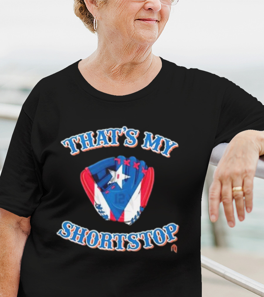 THAT'S MY SHORTSTOP Puerto Rican Flag Baseball Glove T-Shirt