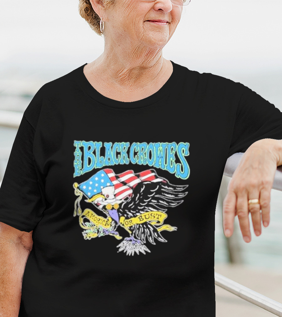 The Black Crowes Amorica Or Bust Eagle With American Flag Wings T-Shirt