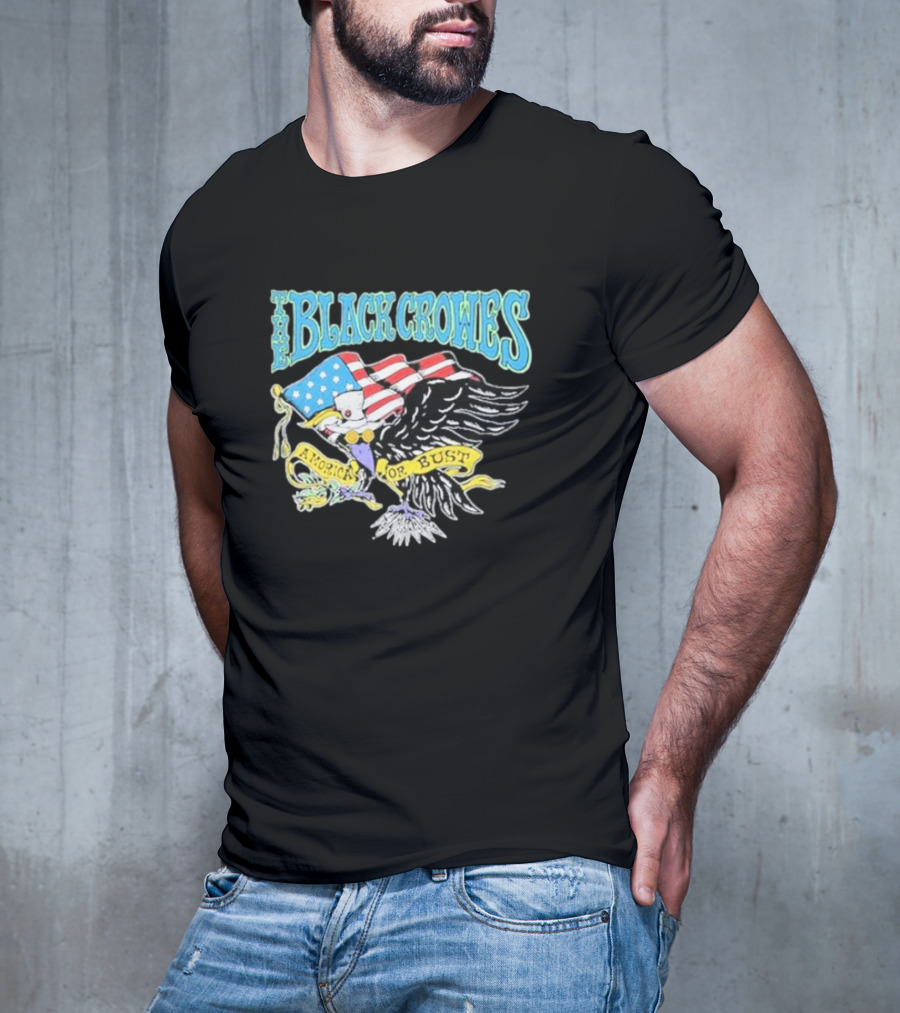 The Black Crowes Amorica Or Bust Eagle With American Flag Wings T-Shirt